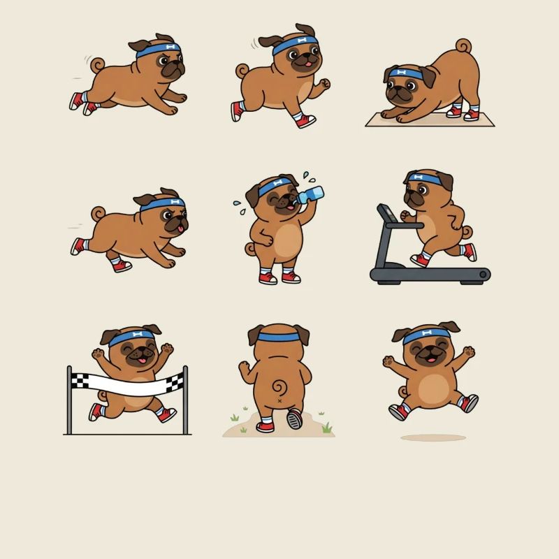 Funny Pug Jogging Marathon Runner
