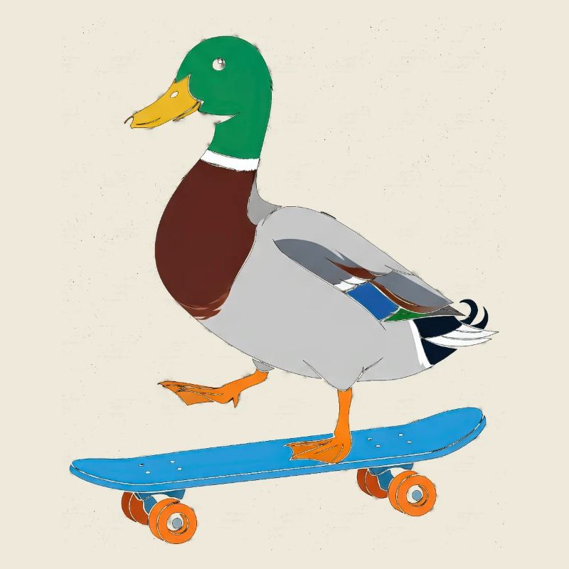 Duck on the skateboard