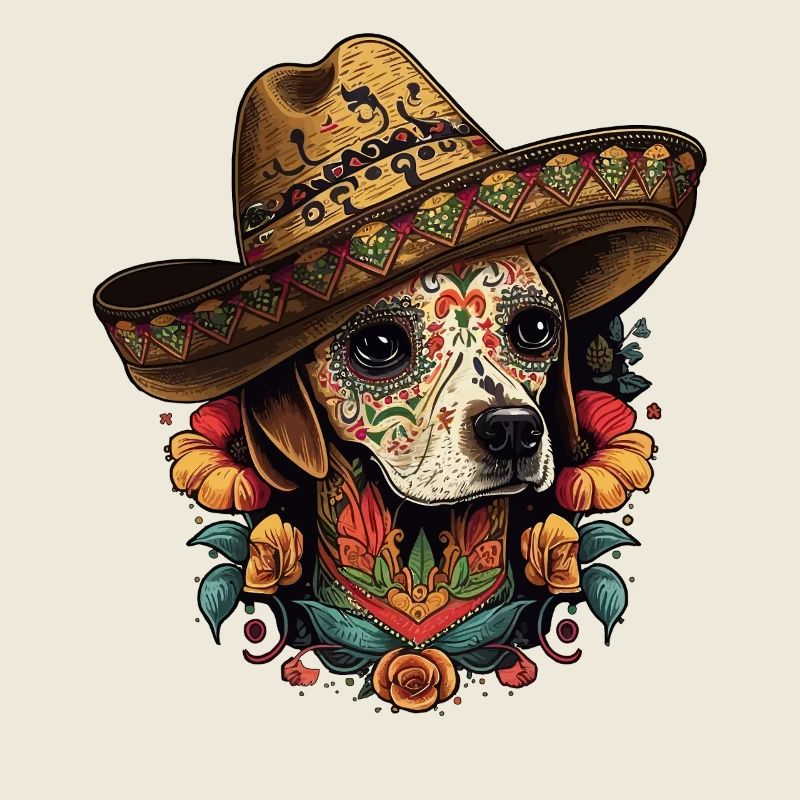 Chien sombrero du crâne de sucre