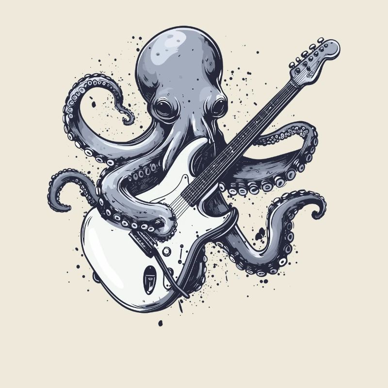 Oktopus-Gitarrist mit E-Gitarre