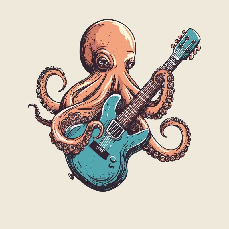 Ink Octopus with Electric Guitar