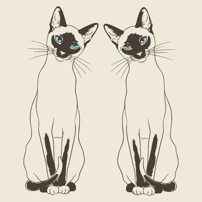 Royal Siamese - Minimalist Fine Line Art
