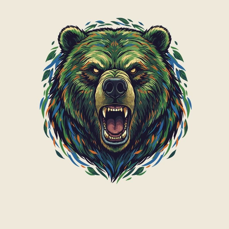 Wild Color Bear Head