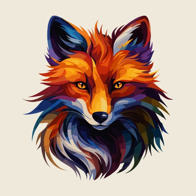 Art coloré de renards polygonaux – Design animalier moderne