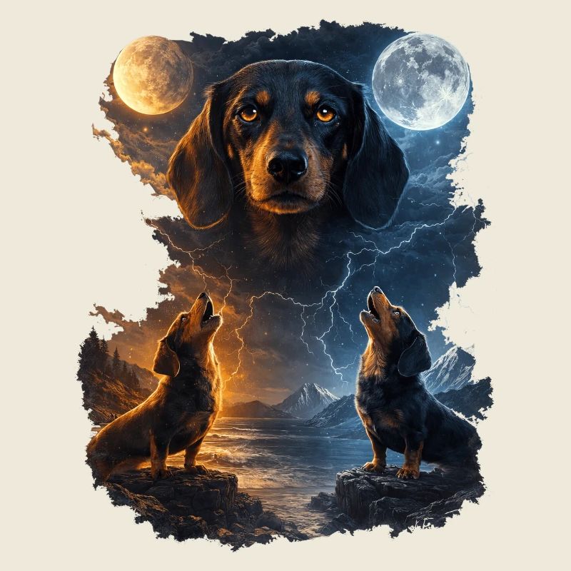 Hurlement de lune : Deux hurleurs de chiens