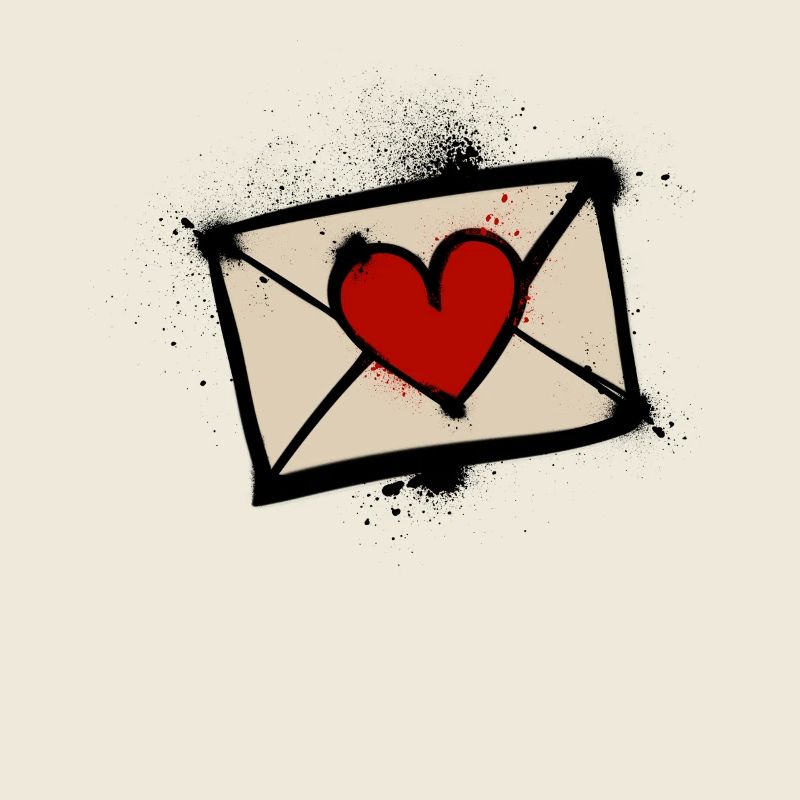 Post d’amour graffiti en lettres de cœur