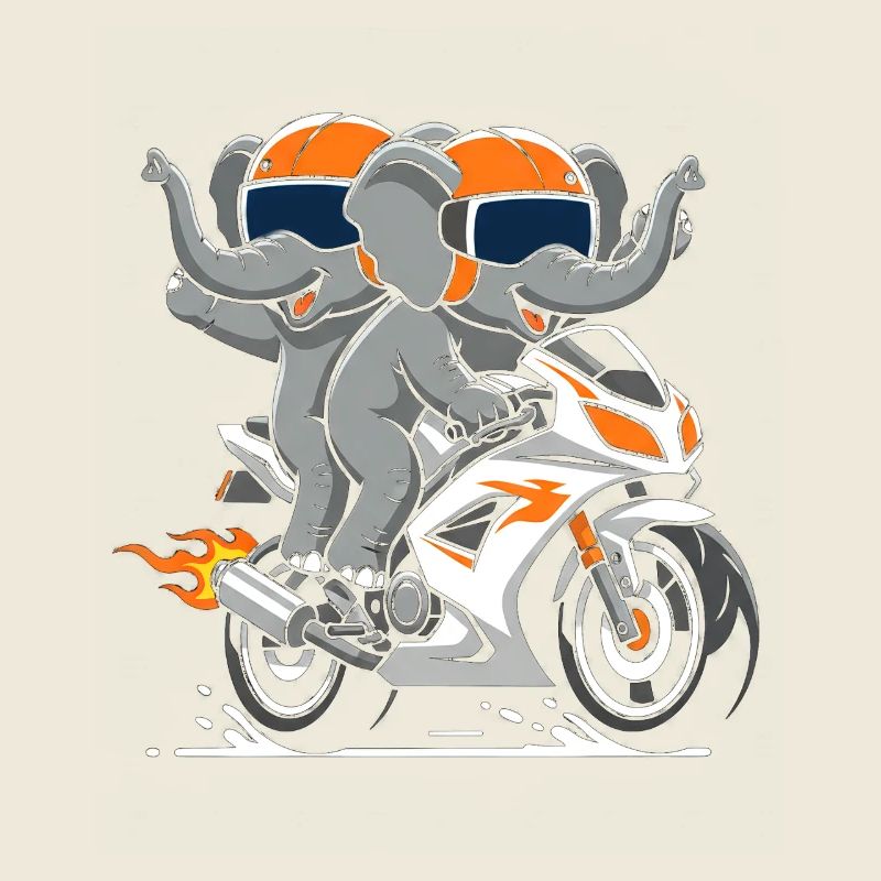 Elephant duo on motorcycle adventure