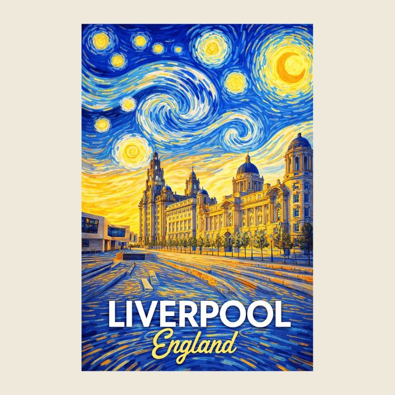 Liverpool, Angleterre, silhouette à la Van Gogh
