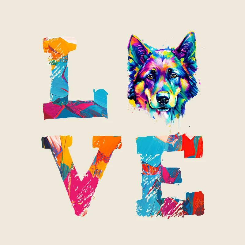 Deutscher Schäferhund Love Pop Art Farbenfrohes