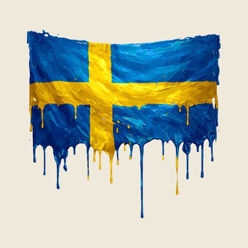Schweden Flagge Tropfenkunst