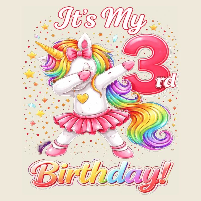 Dritter Geburtstag Einhorn Regenbogen