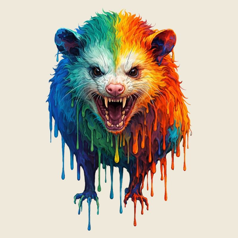 Opossum in bright colours