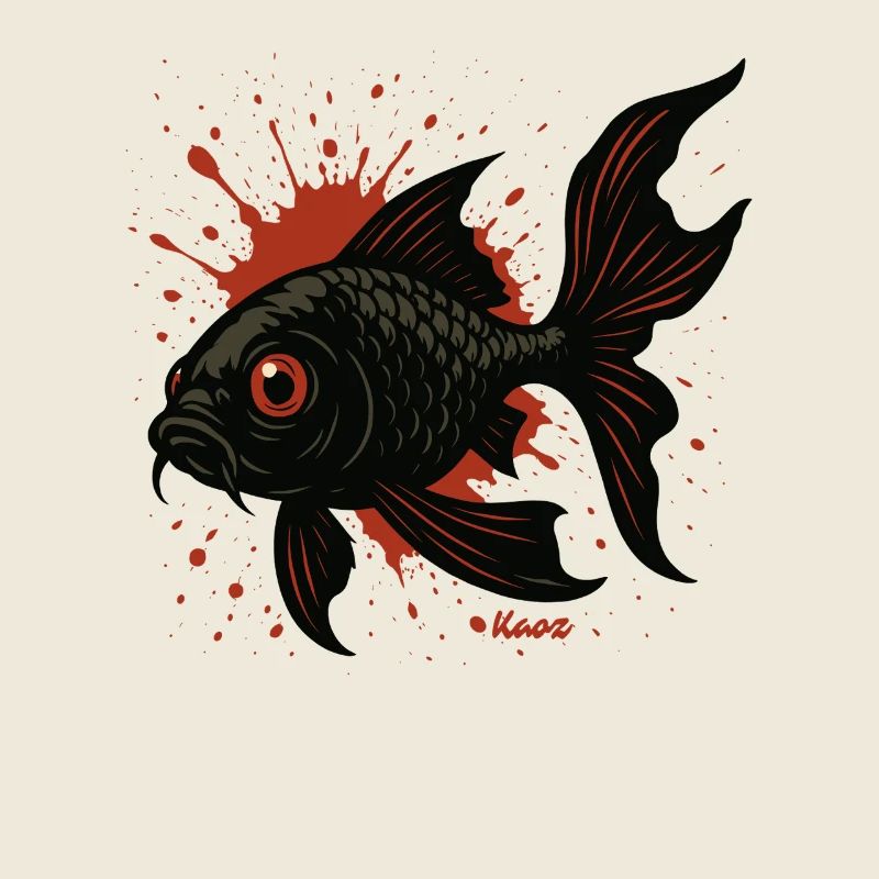 Koi-Splatter: Schwarz Fisch