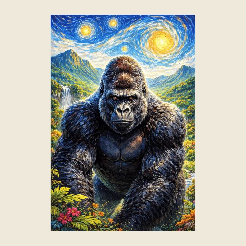 Gorilla im Sternennacht-Dschungel