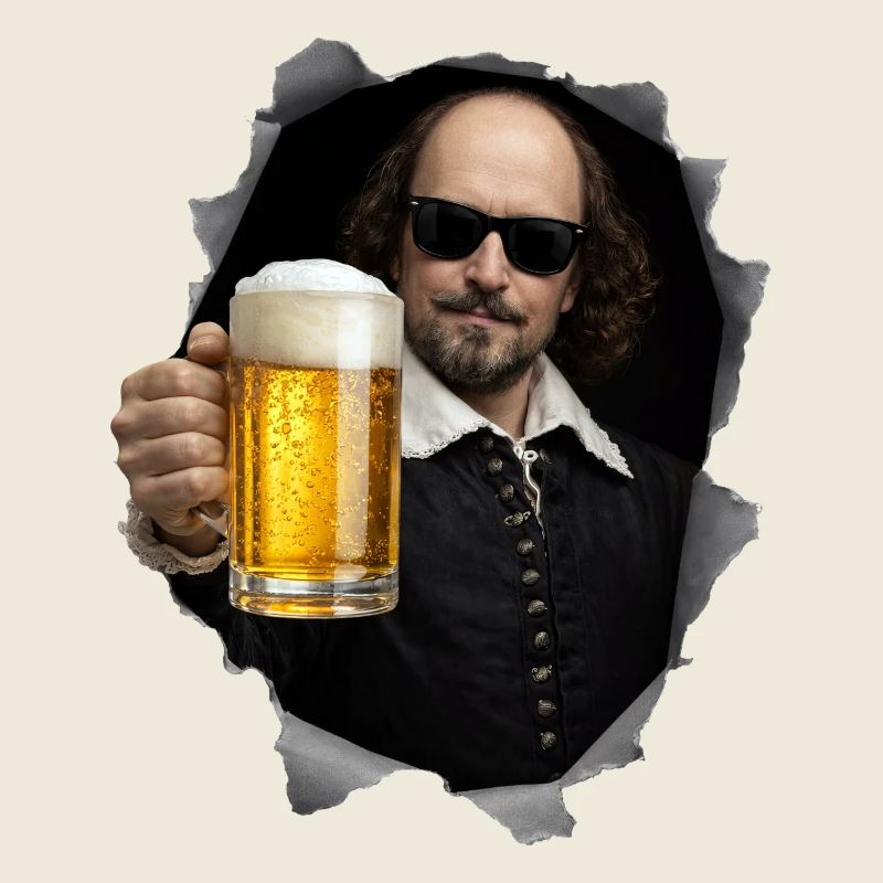 William-Shakespeare avec de la bière
