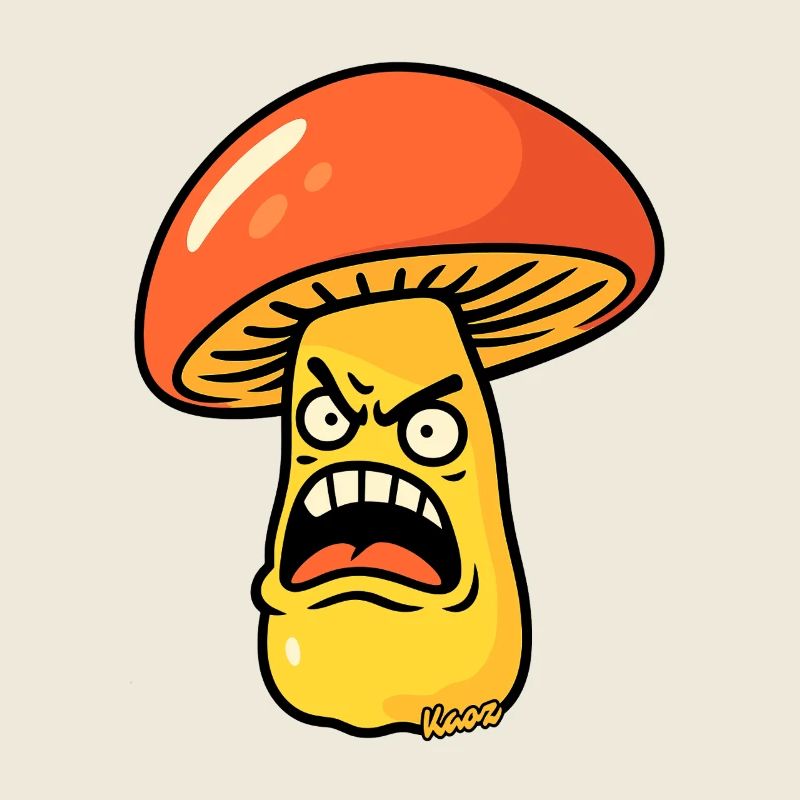 Dessin animé Champignon en Colère