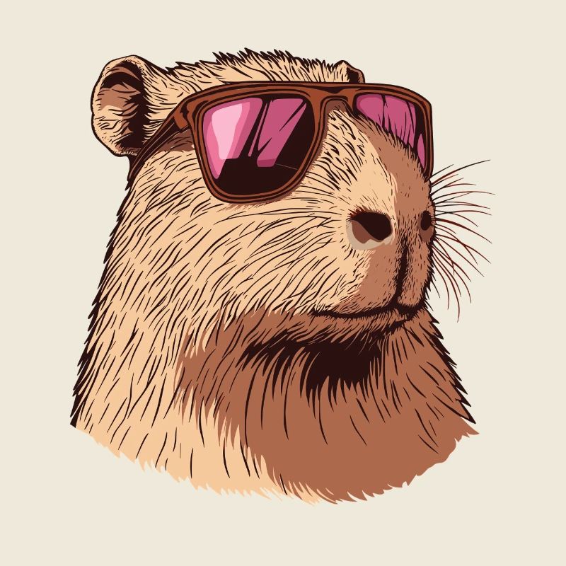 Capybara avec des lunettes de soleil roses