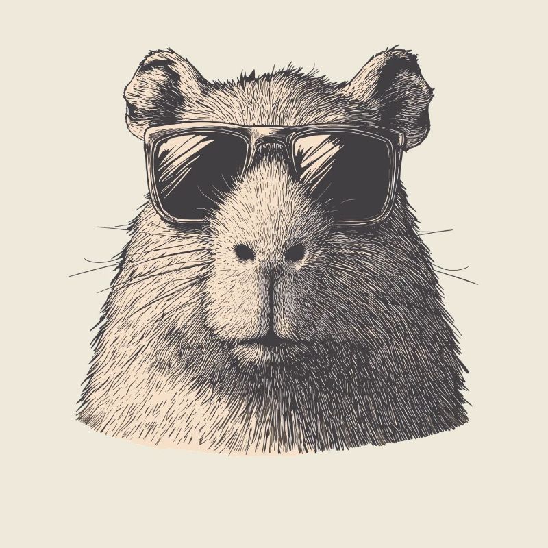 Capybara avec lunettes de soleil – Dessin vintage