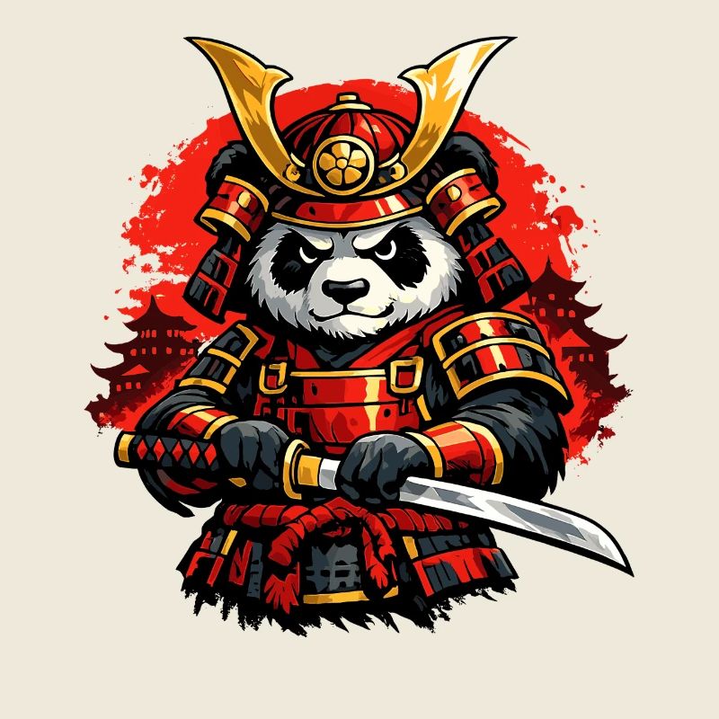 Samurai Panda mit Katana im japanischen Stil