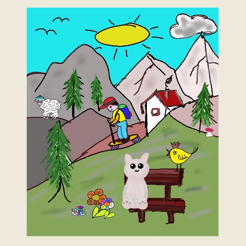 Funny Alpine Idyll Cartoon Holiday Mountains Mountains