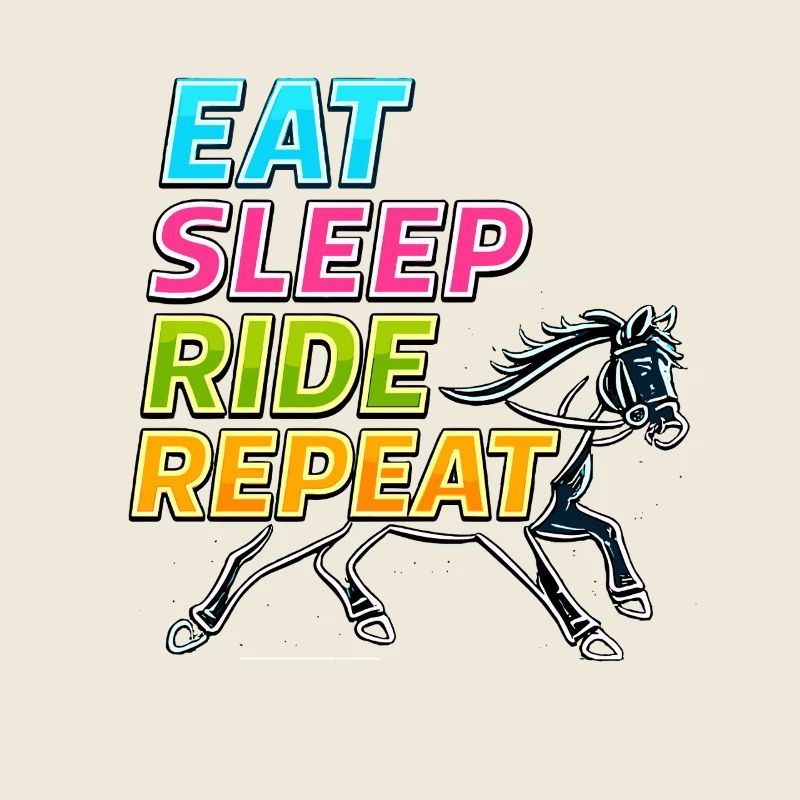 Eat Sleep Ride Repeat Neon Pferd Reitsport