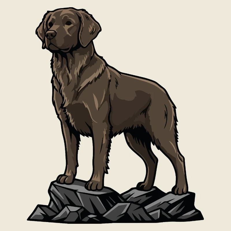 Chien Labrador Chocolat sur Rocher Portrait Brun