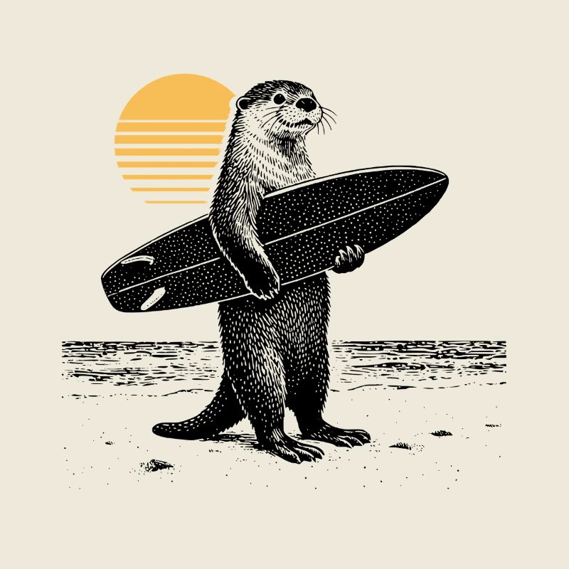 Otter mit Surfbrett