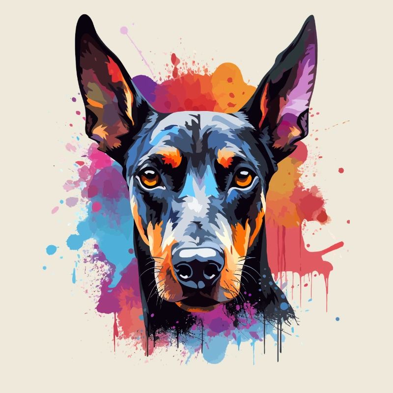 Vivid Doberman Splash Portrait