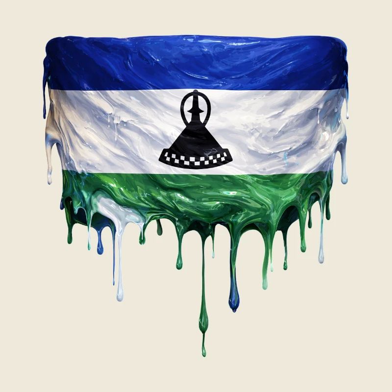 Drapeau du Lesotho dans l’art en goutte