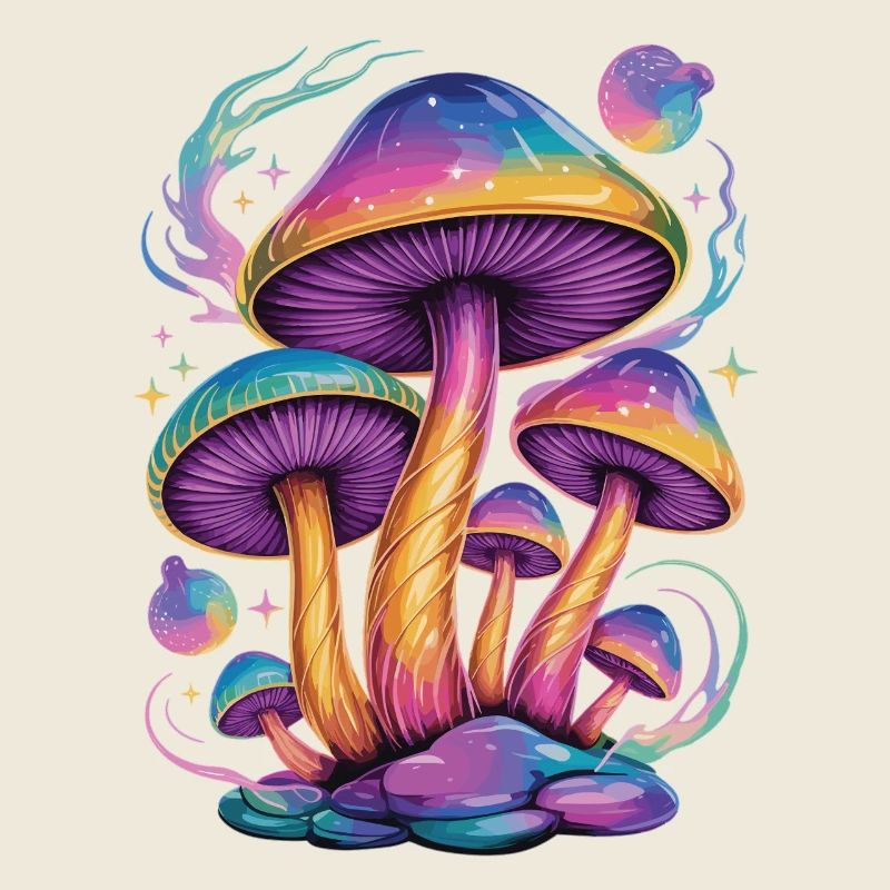 T-shirt champignons psychédéliques Champignon néon