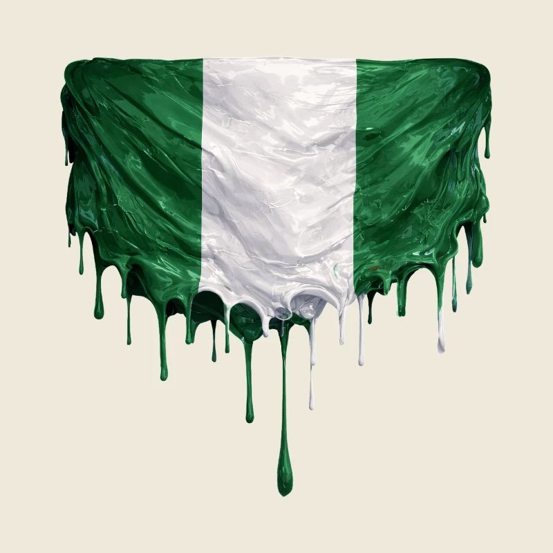 Drapeau nigérian dans une peinture colorée