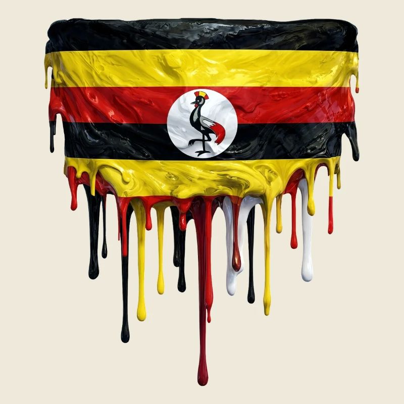 Uganda Flagge Tropfen Kunst