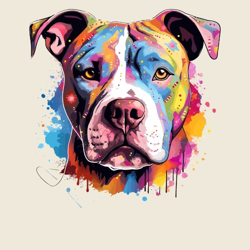 Pitbull coloré avec des éclaboussures de chien