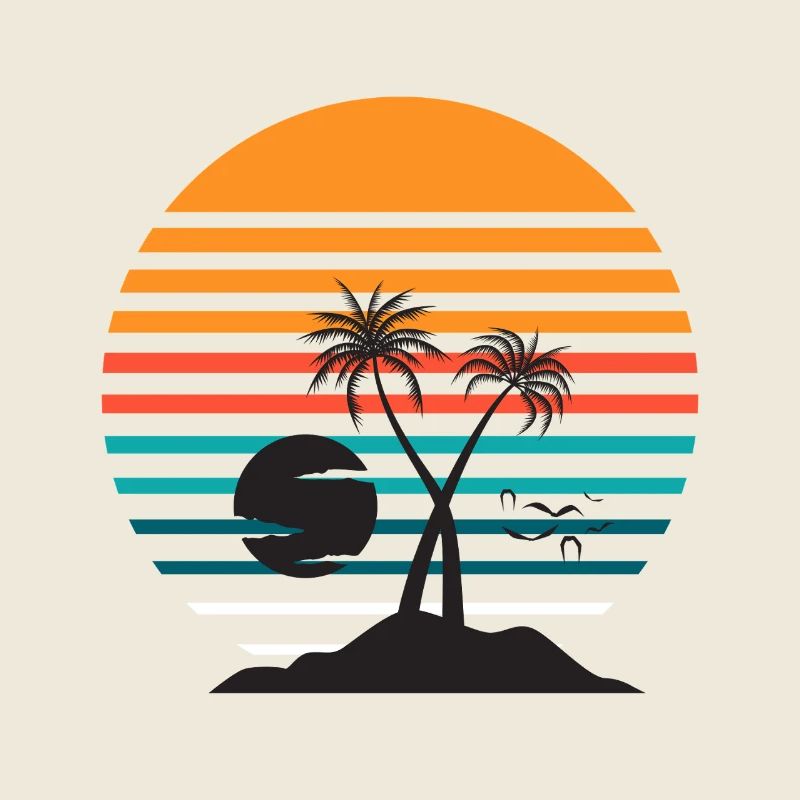 Soleil rayé palmier tropical