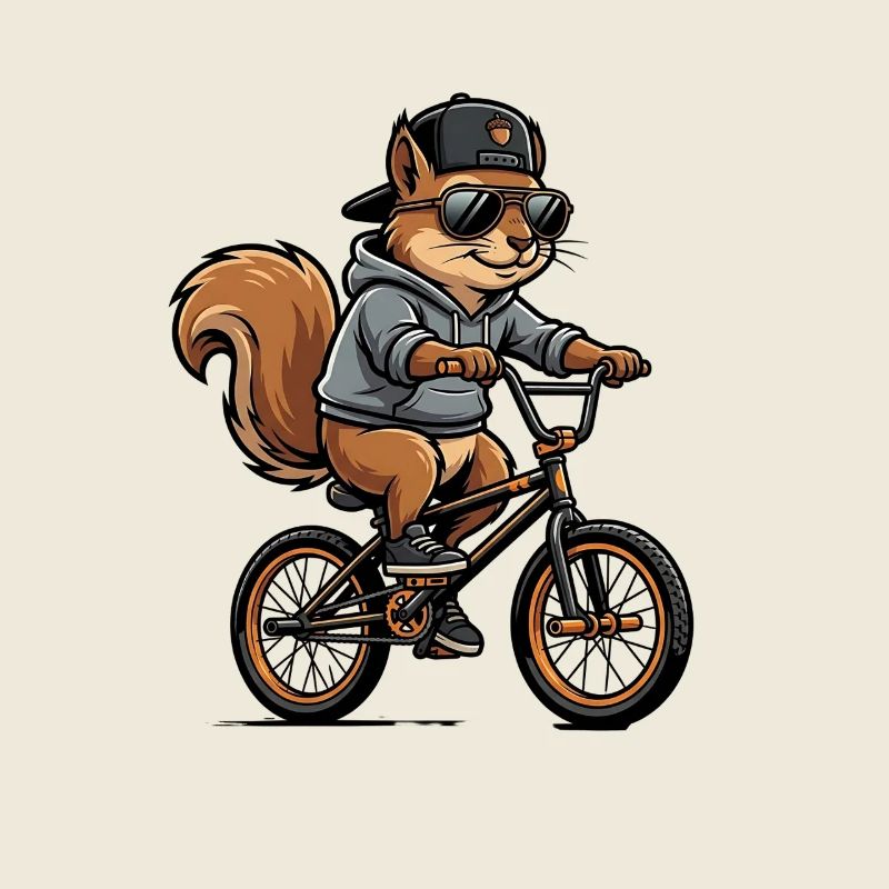 Écureuil BMX cool avec casquette et sweat à capuche