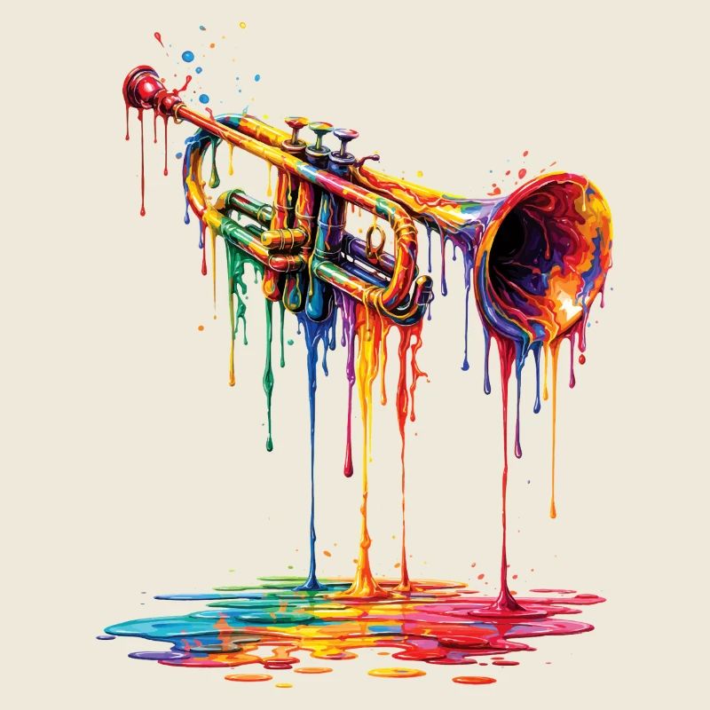 Trumpet with dripping paint