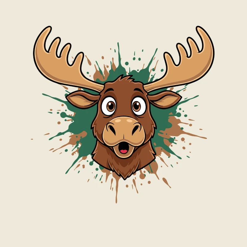 Elch Kopf Farbsplash