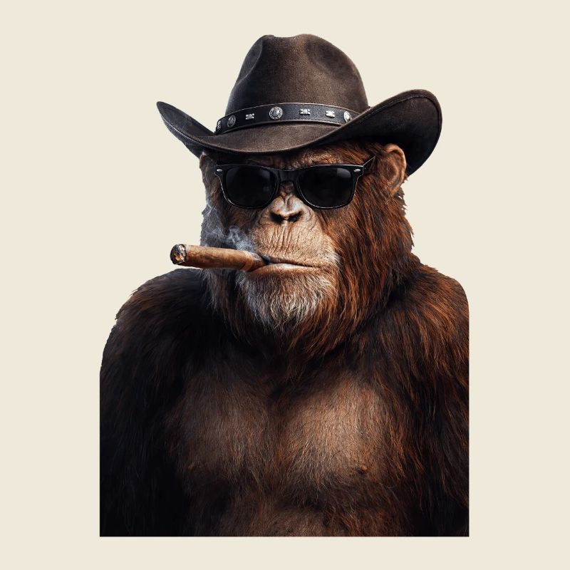 Cowboy-Gorilla mit Zigarre