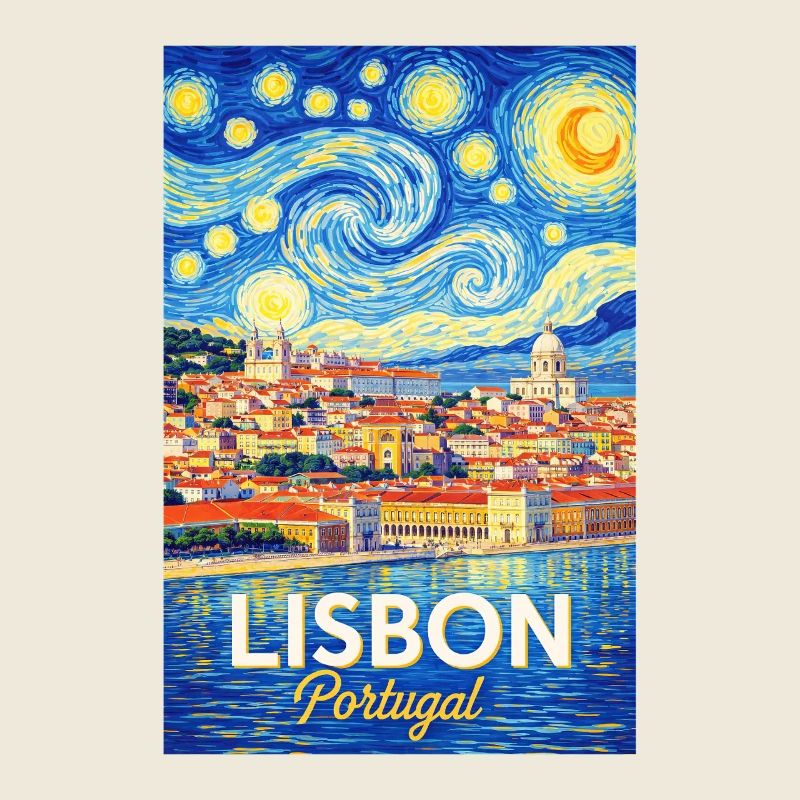 Lisbon Portugal Starry Night