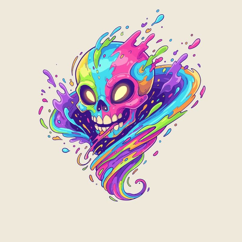 Neon Schädel Farbtaumel