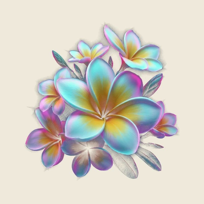 Regenbogen Plumeria Farbexplosion