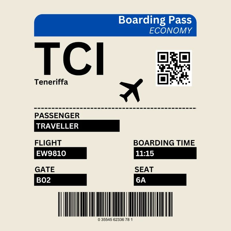 Flight Ticket Tenerife Vacation Canary Islands Idea
