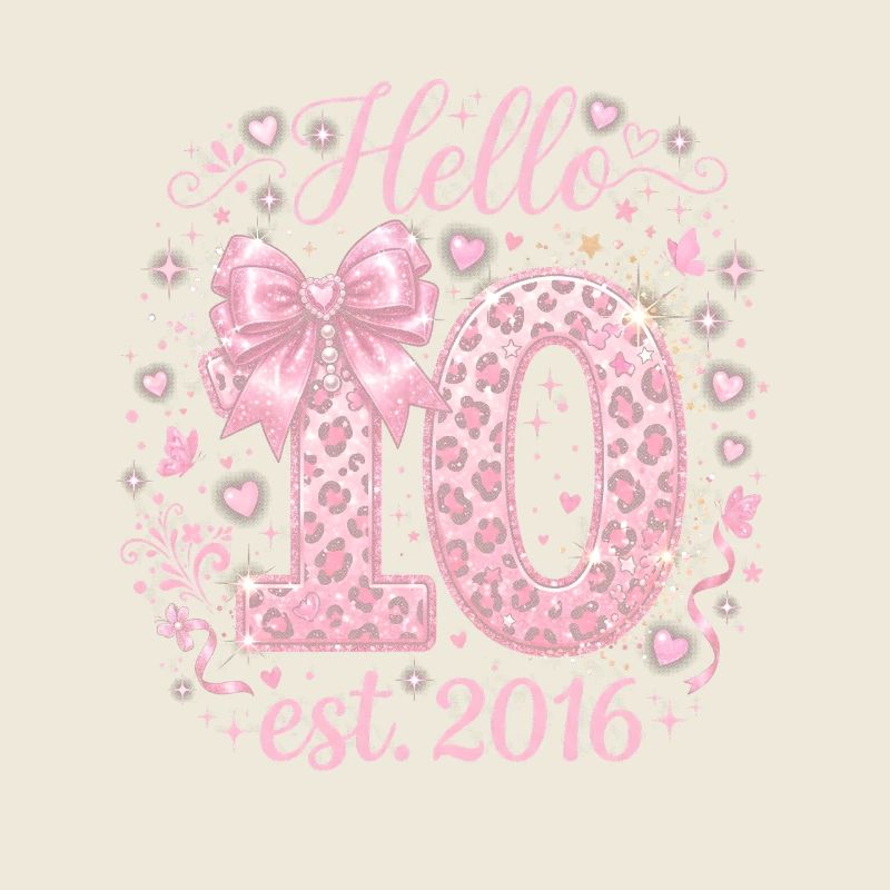 Hello 10. Geburtstag Leopard Pink