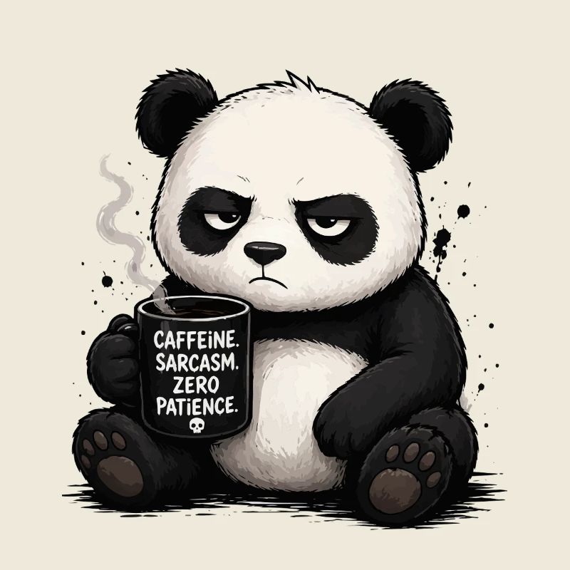 Coffee panda with sarcasm