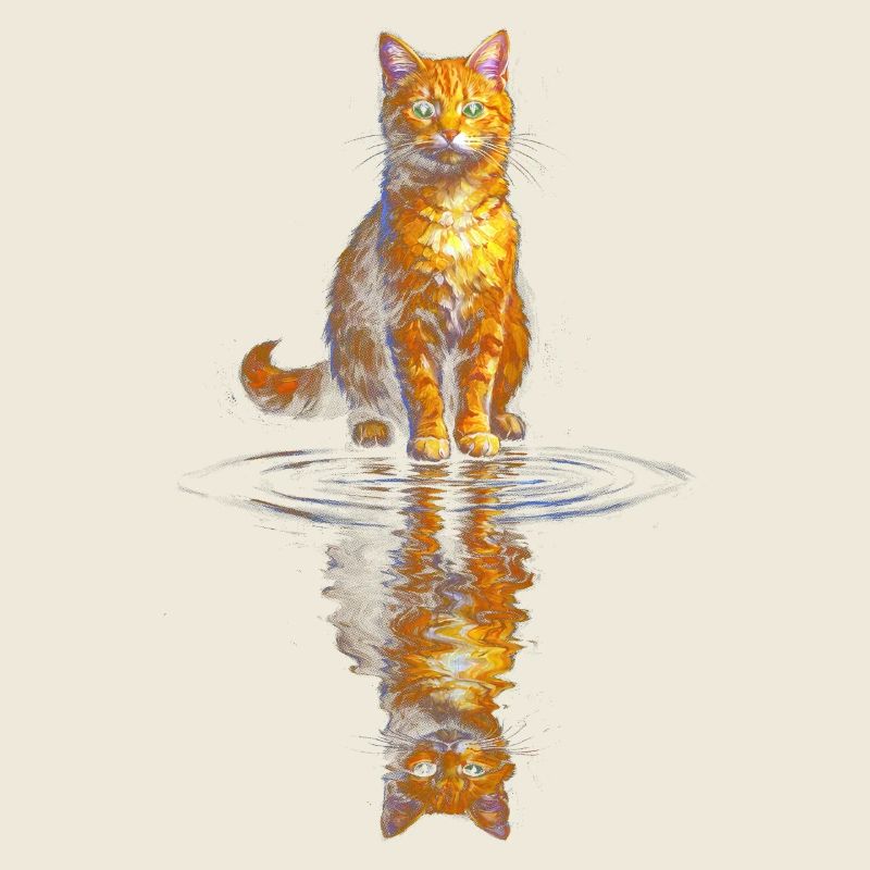 Artiste du chat orange au niveau de l’eau