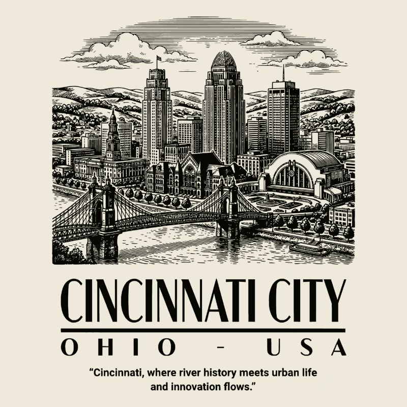 Cincinnati Skyline Silhouette Druck