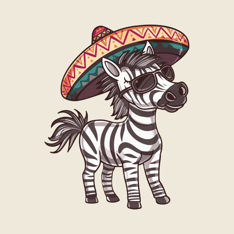 Zebra Comic Lustig Sombrero