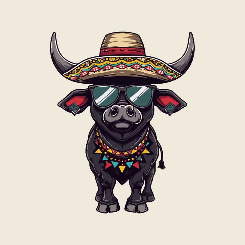 Stier Comic Lustig Sombrero