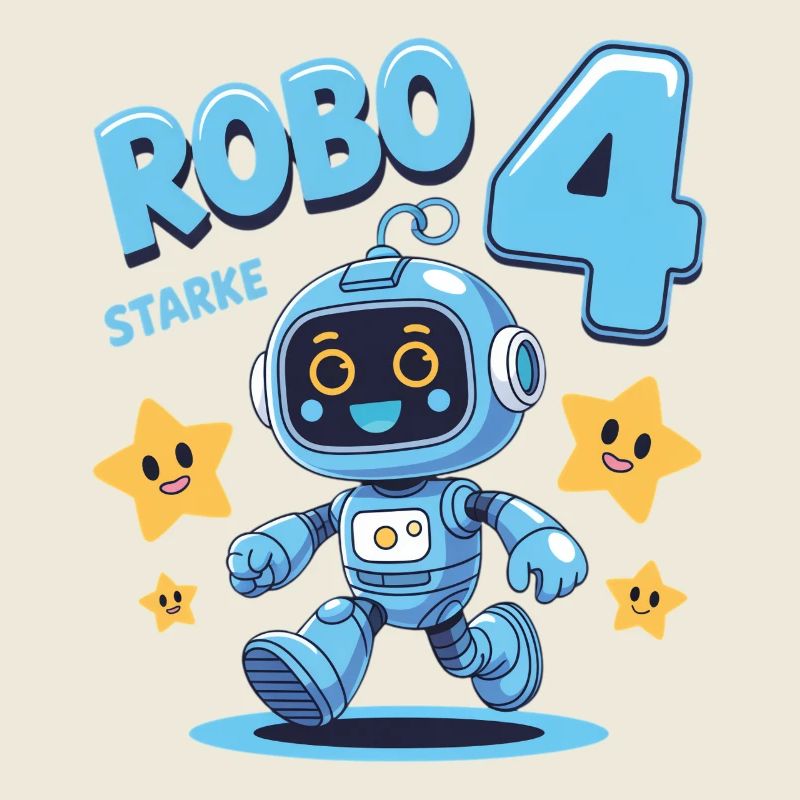 Robot Birthday Motif 4 Years Boy Gift