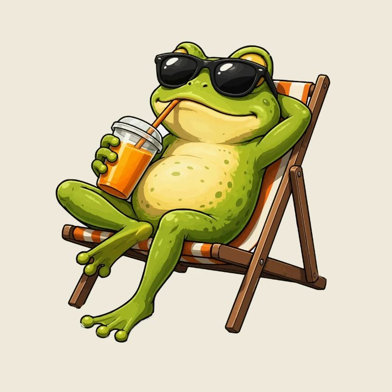 Relaxed frog in beach chair